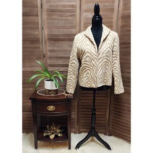 Painted Pony Vintage Animal Print Womens Open-Front Jacket Blazer Size Large L